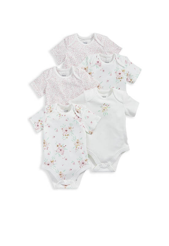 MAMAS & PAPAS Girl Infant Bodysuits Set Flower 5 pcs Pink
