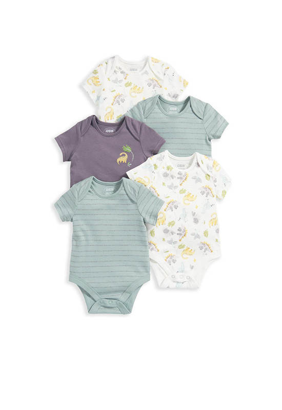 MAMAS & PAPAS Boy Infant Bodysuits Set Dinosaur 5 pcs Multi-Color