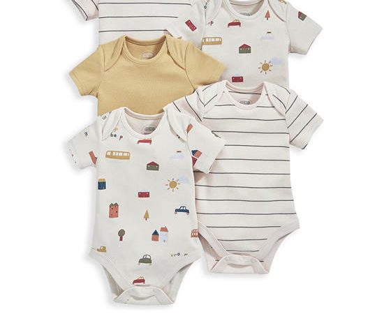 MAMAS & PAPAS Boy Infant Bodysuits Set Transport Shortsleeved 5 pcs Multi-Color