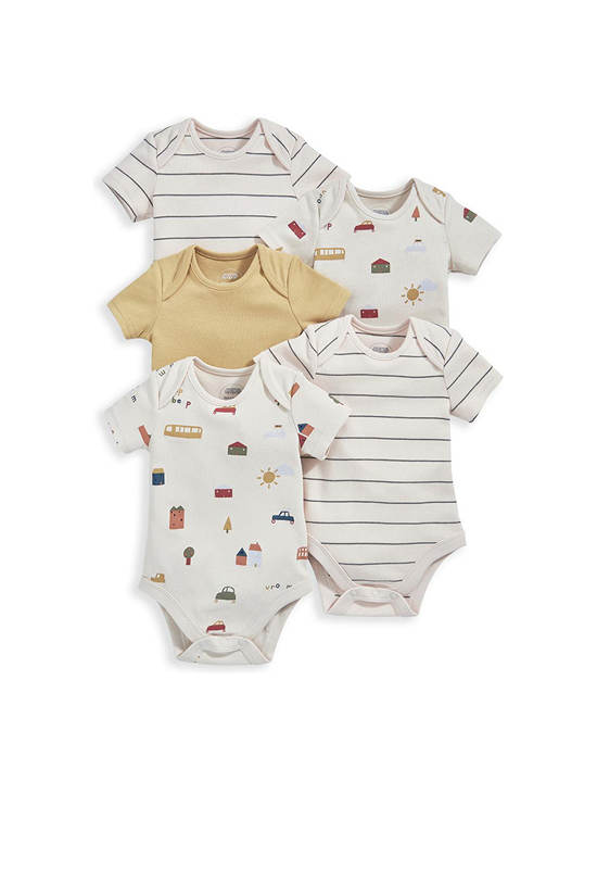 MAMAS & PAPAS Boy Infant Bodysuits Set Transport Shortsleeved 5 pcs Multi-Color