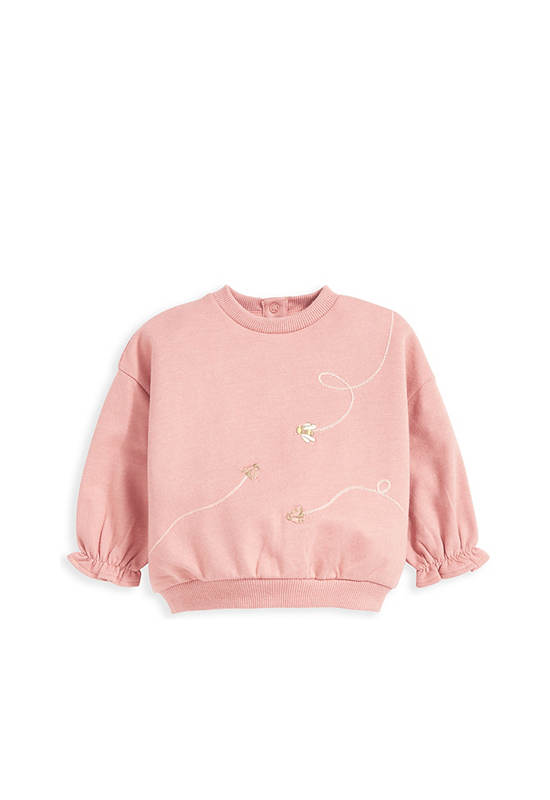 MAMAS & PAPAS Girl Toddler Sweatshirt Embroidered Floral Pink