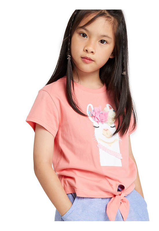 FOF KIDS Girl T-Shirt Alpaca Print Orange