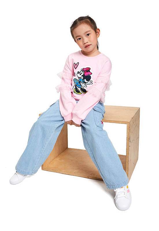 FOF KIDS Girl Pants Disney Minnie Mouse Printed Light Blue