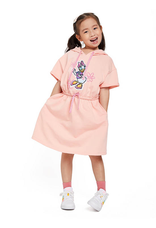 FOF KIDS Girl Dress Disney Daisy Duck Pattern Orange