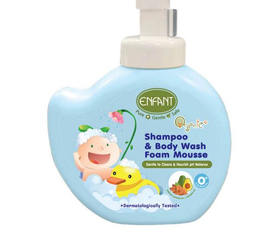 ENFANT Shampoo & Body Wash Organic Plus Foam Mouse Double Oil 400 mL. Blue