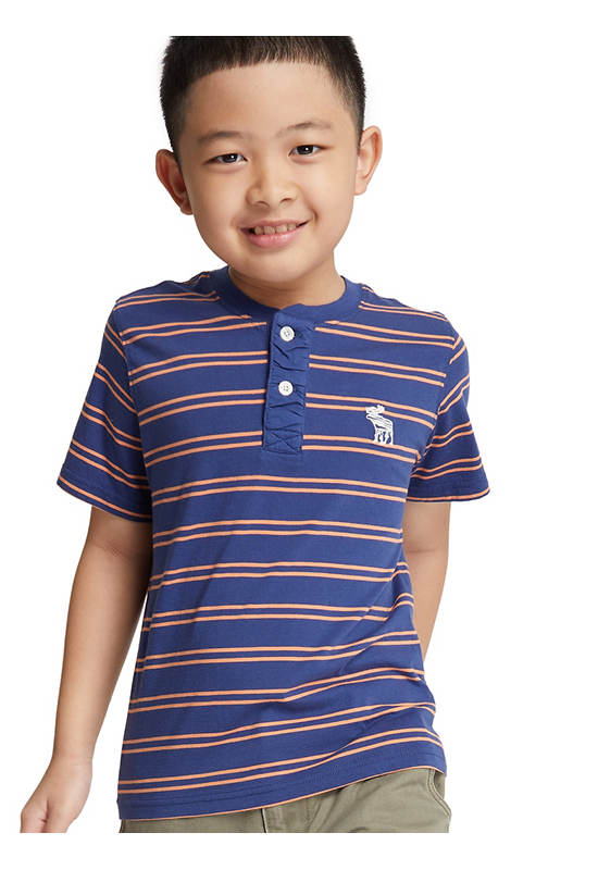 DeFry 01 Boy T-Shirt Short Sleeves Henley Stirped