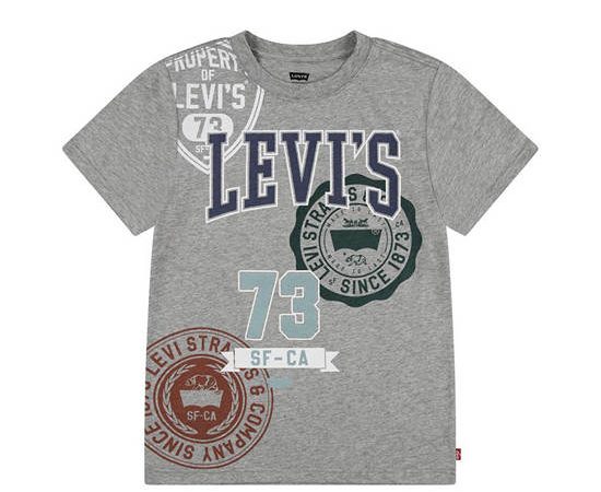 LEVI'S KIDS Boys Toddler Tee Short Sleeves Prep Crest C87-Grey Heather