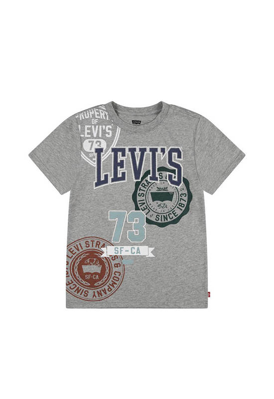 LEVI'S KIDS Boys Toddler Tee Short Sleeves Prep Crest C87-Grey Heather