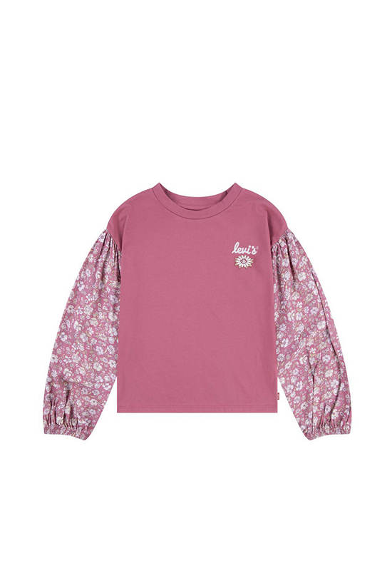 LEVI'S KIDS Girl Toddler Blouse Long Sleeves Knit To Woven Top Aht-Rose Wine