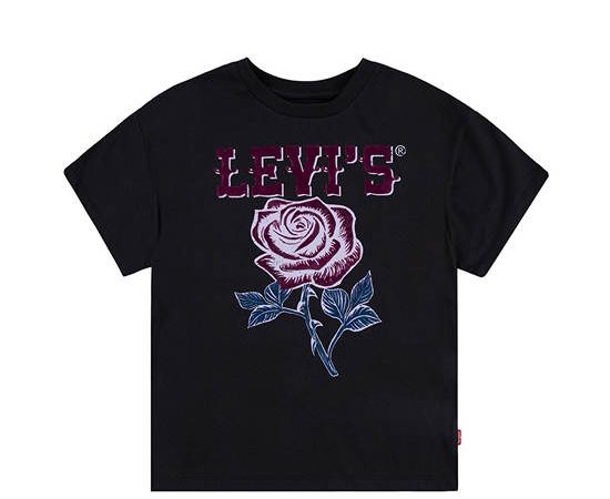 LEVI'S KIDS Girl Toddler Tee Short Sleeves Oversized Western Roses G52-Jet Black