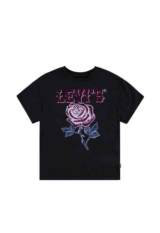 LEVI'S KIDS Girl Toddler Tee Short Sleeves Oversized Western Roses G52-Jet Black