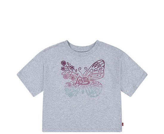 LEVI'S KIDS Girl Toddler Tee Short Sleeves Meet And Greet Butterfly G2H-Light Gray Heather