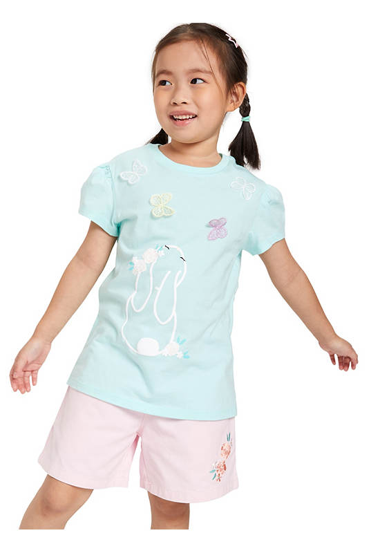 FOF KIDS Girl T-Shirt Bunny Printed Mint
