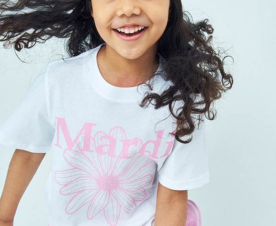 MARDI MERCREDI LES PETITS Tshirt Flowermardi White Pink