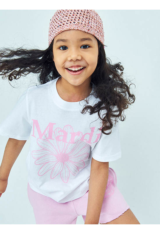 MARDI MERCREDI LES PETITS Tshirt Flowermardi White Pink
