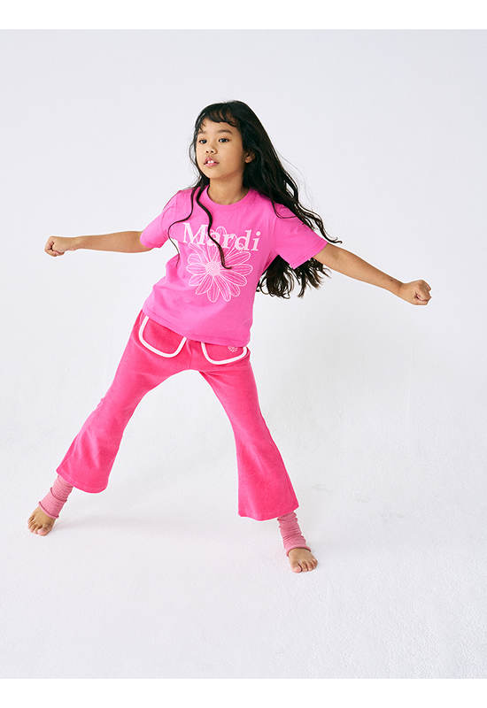 MARDI MERCREDI LES PETITS Terry Flare Pants Peony Pink