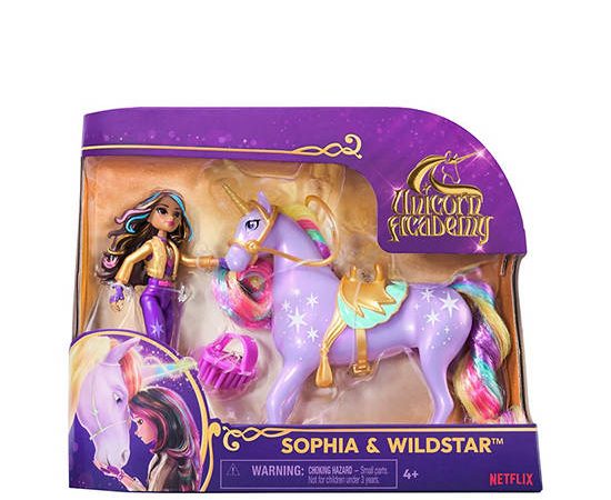 UNICORN ACADEMY Small Doll and Unicorn Toy Set Sophia & Wildstar Purple