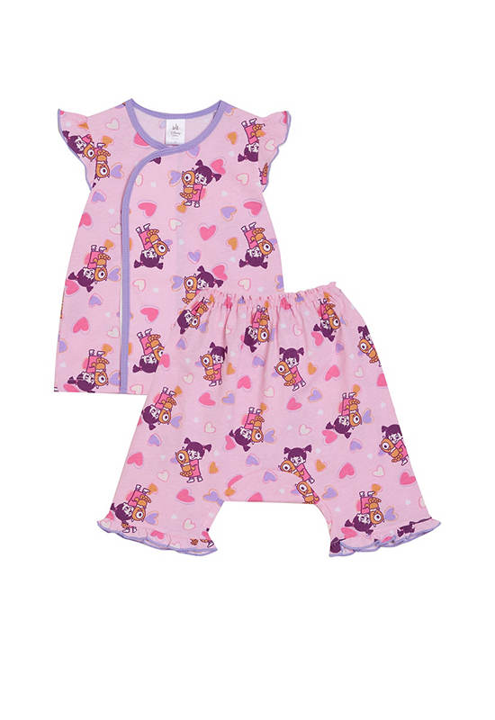 Angel Baby Girl Infant Pyjamas Short Sleeves Wrap Monsters Inc Light Pink
