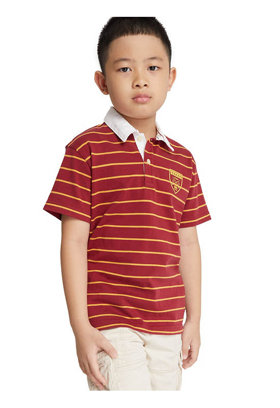 DeFry 01 Boy Polo Shirt Short Sleeves Stripe Printed Red