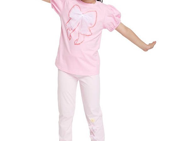 FOF KIDS Girl T-Shirt Bow Doll Sleeves Pink