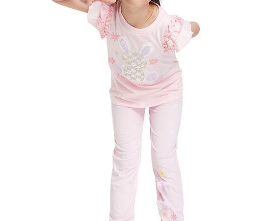 FOF KIDS Girl Leggings Bow Pattern Pink