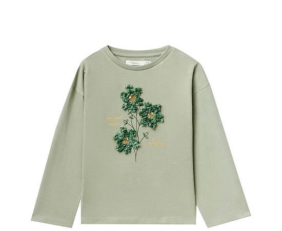 SFERA KIDS Girl T-Shirt Floral Branch Khaki Light