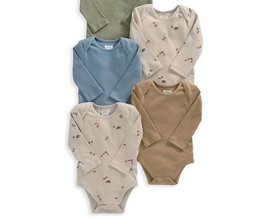 MAMAS & PAPAS Boy Infant Bodysuits Ribbed 5 Pack Multi-Color