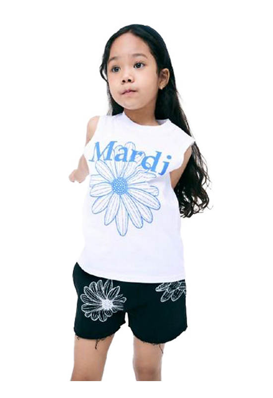 MARDI MERCREDI LES PETITS Kids Sleeveless Flowermardi White Blue