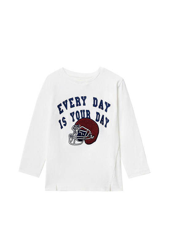 SFERA KIDS Boy T-Shirt Long Sleeves Match Towel Helmet White Cream