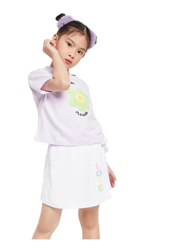 FOF KIDS Girl T-Shirt Flower Print Purple