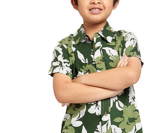 DeFry 01 Boy Shirt Collar Short Sleeves Green
