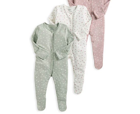 MAMAS & PAPAS Girl Toddler Bodysuit Long Sleeves Spotty Print 3 Pack Multi-Color