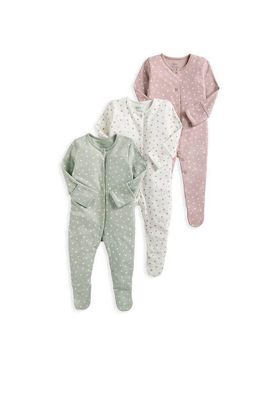 MAMAS & PAPAS Girl Toddler Bodysuit Long Sleeves Spotty Print 3 Pack Multi-Color