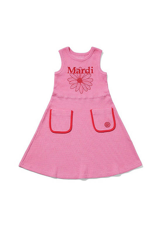 MARDI MERCREDI LES PETITS Kids Waffle Dress Flowermardi Pink Pink