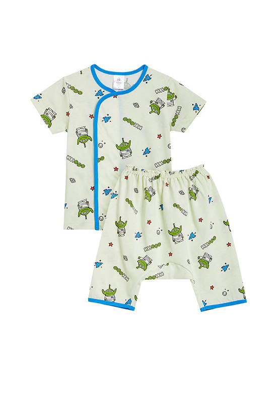 Angel Baby Boy Infant Pyjamas Shirt Short Sleeves + Pants Greenman Green