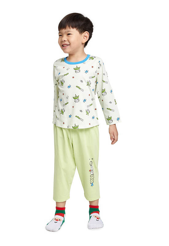 Angel Baby Boy Toddler Pyjamas Sweatshirt Long Sleeves + Cropped Pants Greenman Green