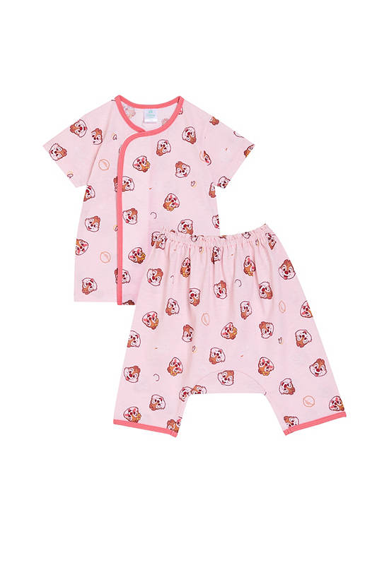 Angel Baby Girl Infant Pyjamas Short Sleeves T-shirt + Pants Chip'n Dale Pink