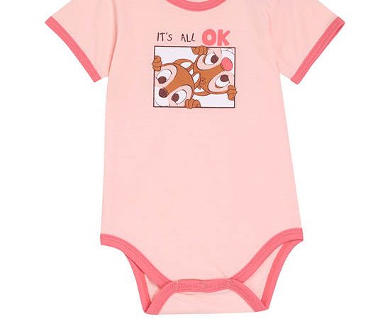 Angel Baby Girl Infant Jumpsuit Short Sleeves Chip'n Dale Pink