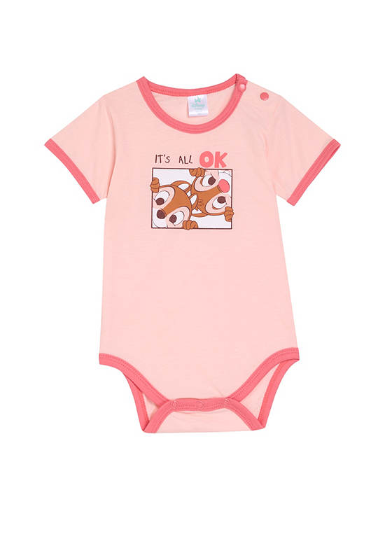 Angel Baby Girl Infant Jumpsuit Short Sleeves Chip'n Dale Pink