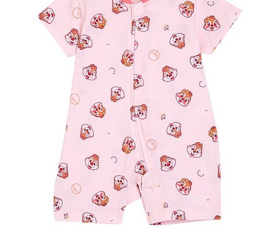 Angel Baby Girl Infant Jumpsuit Short Sleeves Chip'n Dale Pink