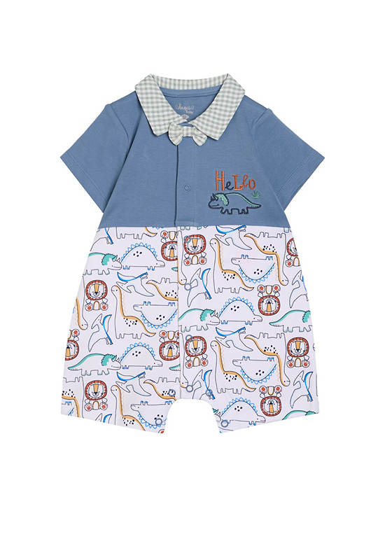Angel Baby Boy Toddler Romper Short Sleeves Dark Blue