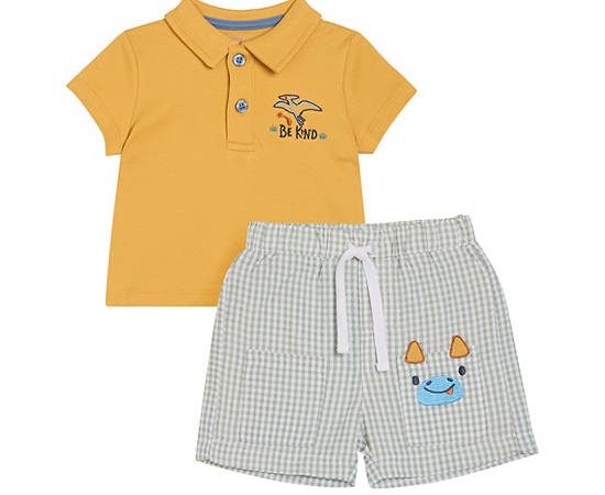 Angel Baby Boy Toddler Set Polo Shirt Short Sleeves + Shorts Yellow
