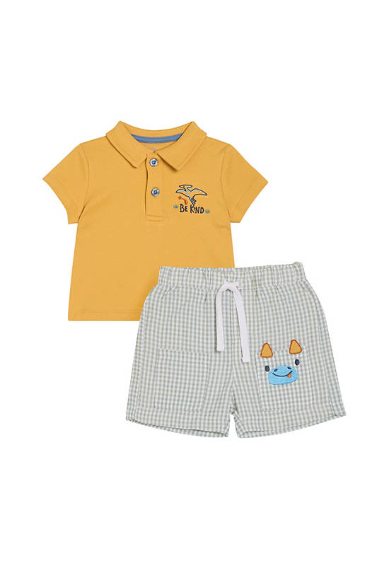 Angel Baby Boy Toddler Set Polo Shirt Short Sleeves + Shorts Yellow