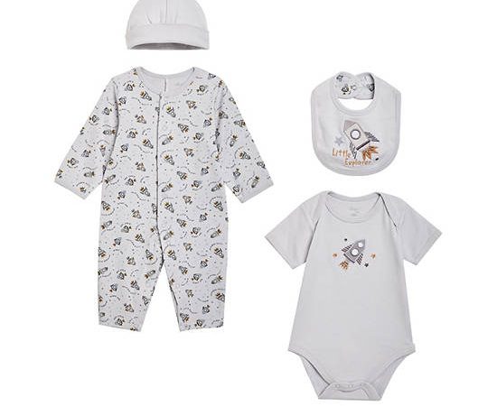 Angel Baby Boy Infant Clothing Gift Set 4 Pcs. Size 60 JP Grey