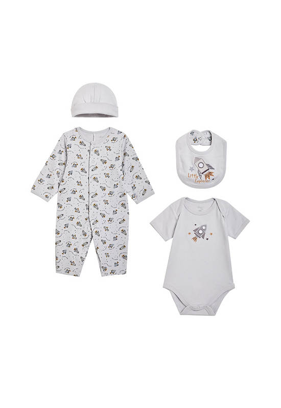 Angel Baby Boy Infant Clothing Gift Set 4 Pcs. Size 60 JP Grey