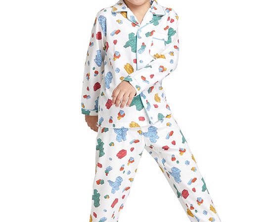 ANGEL KIDS Boy Pyjamas Set Long Sleeves Shirt + Pants Block Toy Print Cream