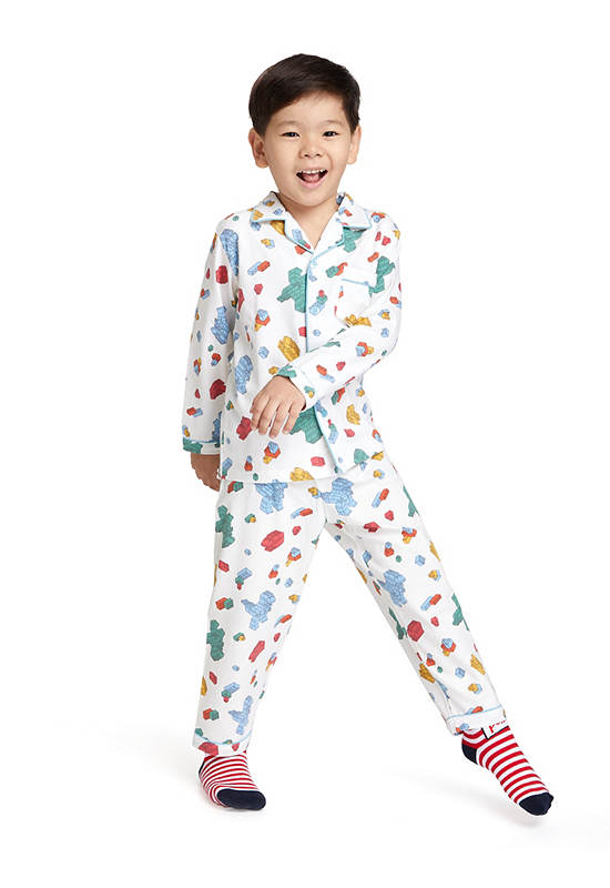 ANGEL KIDS Boy Pyjamas Set Long Sleeves Shirt + Pants Block Toy Print Cream