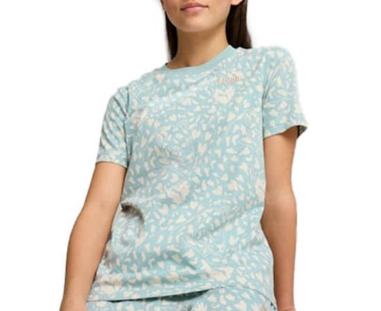 PUMA KIDS Girl Tee Youth Flaming Love All-Over Print Modern Mint