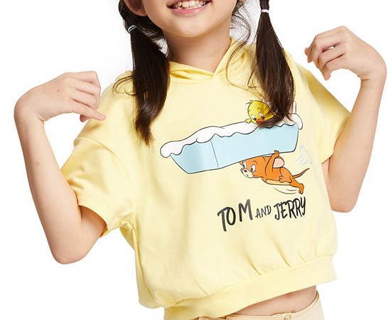 FOF KIDS Girl Sweater Short Sleeves Tom & Jerry Yellow