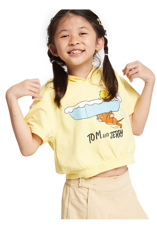 FOF KIDS Girl Sweater Short Sleeves Tom & Jerry Yellow